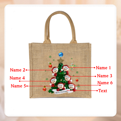 Personalisierbare 2-6 Namen & Text Canvas Tragetasche – Leichte & Stilvolle Einkaufstasche für Weihnachten