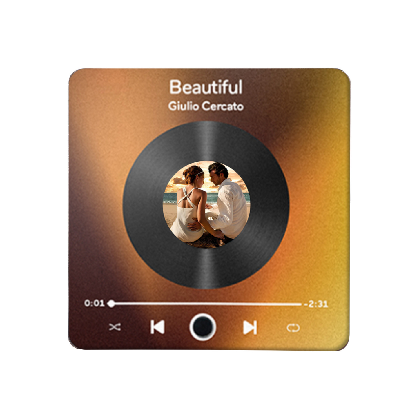 Personalisiertes Foto & Lied Acryl-Kühlschrankmagnet mit Player-Display-Motiv – Individuelles Geschenk für Paar