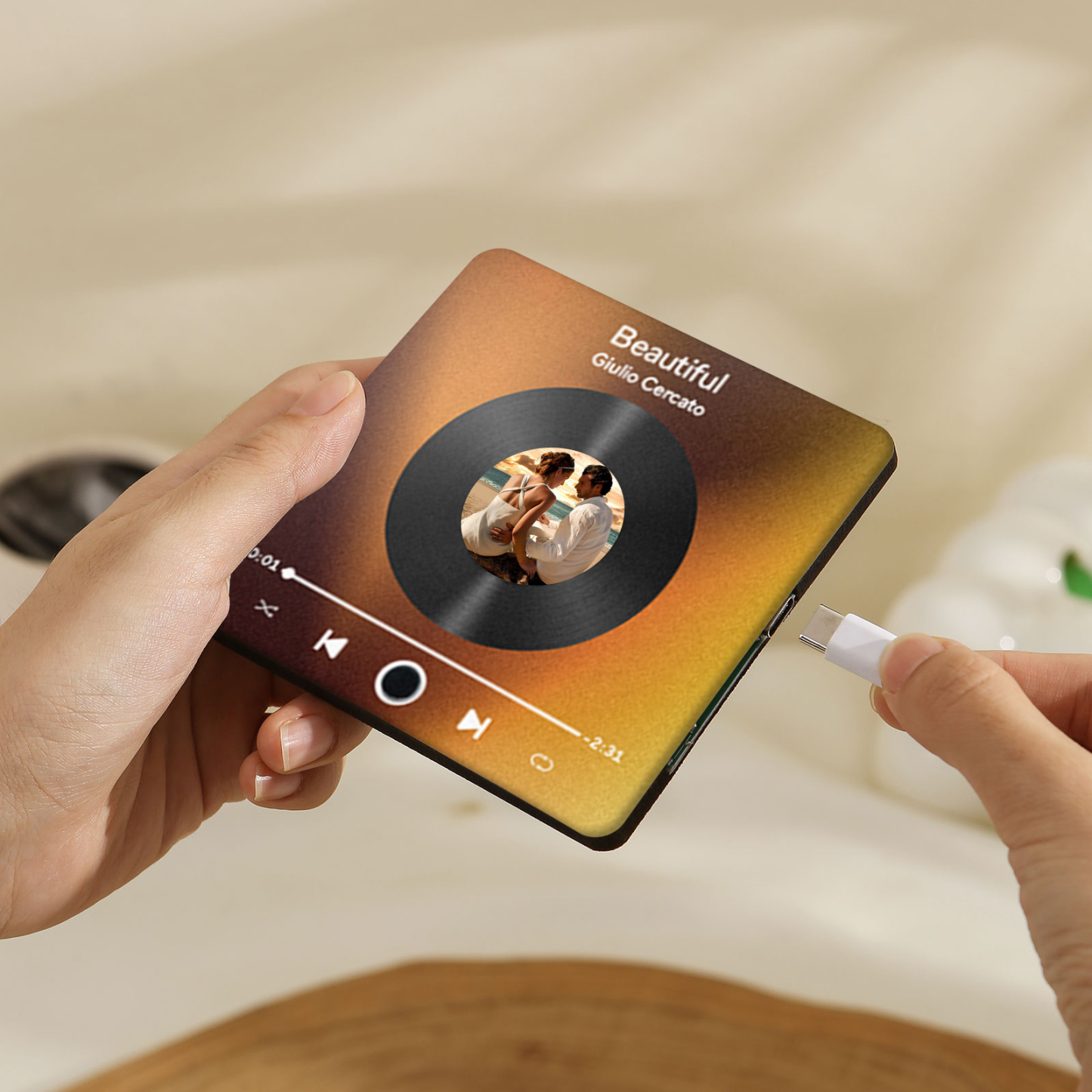Personalisiertes Foto & Lied Acryl-Kühlschrankmagnet mit Player-Display-Motiv – Individuelles Geschenk für Paar