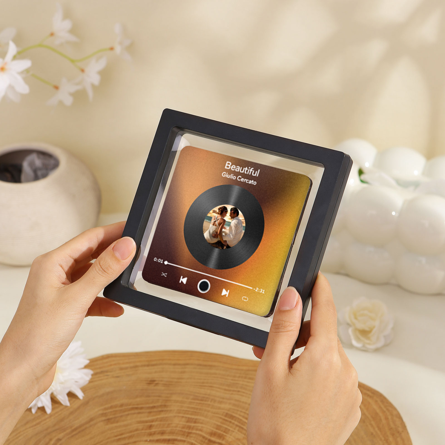 Personalisiertes Foto & Lied Acryl-Kühlschrankmagnet mit Player-Display-Motiv – Individuelles Geschenk für Paar
