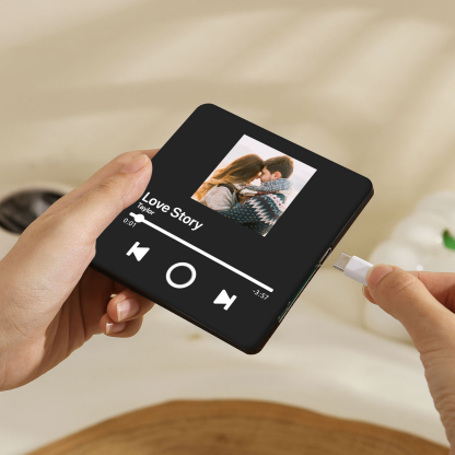 Personalisiertes Foto & Lied Bunt/ Schwarz Acryl-Kühlschrankmagnet mit Player-Display-Motiv für Paar