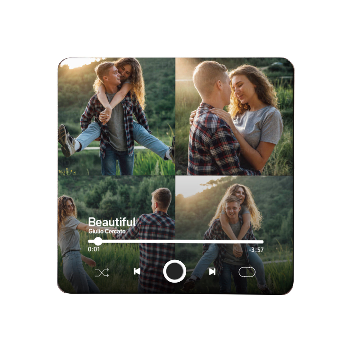 Personalisierte 4 Fotos & Lied Schwarz Acryl-Kühlschrankmagnet – Geschenk für Paar