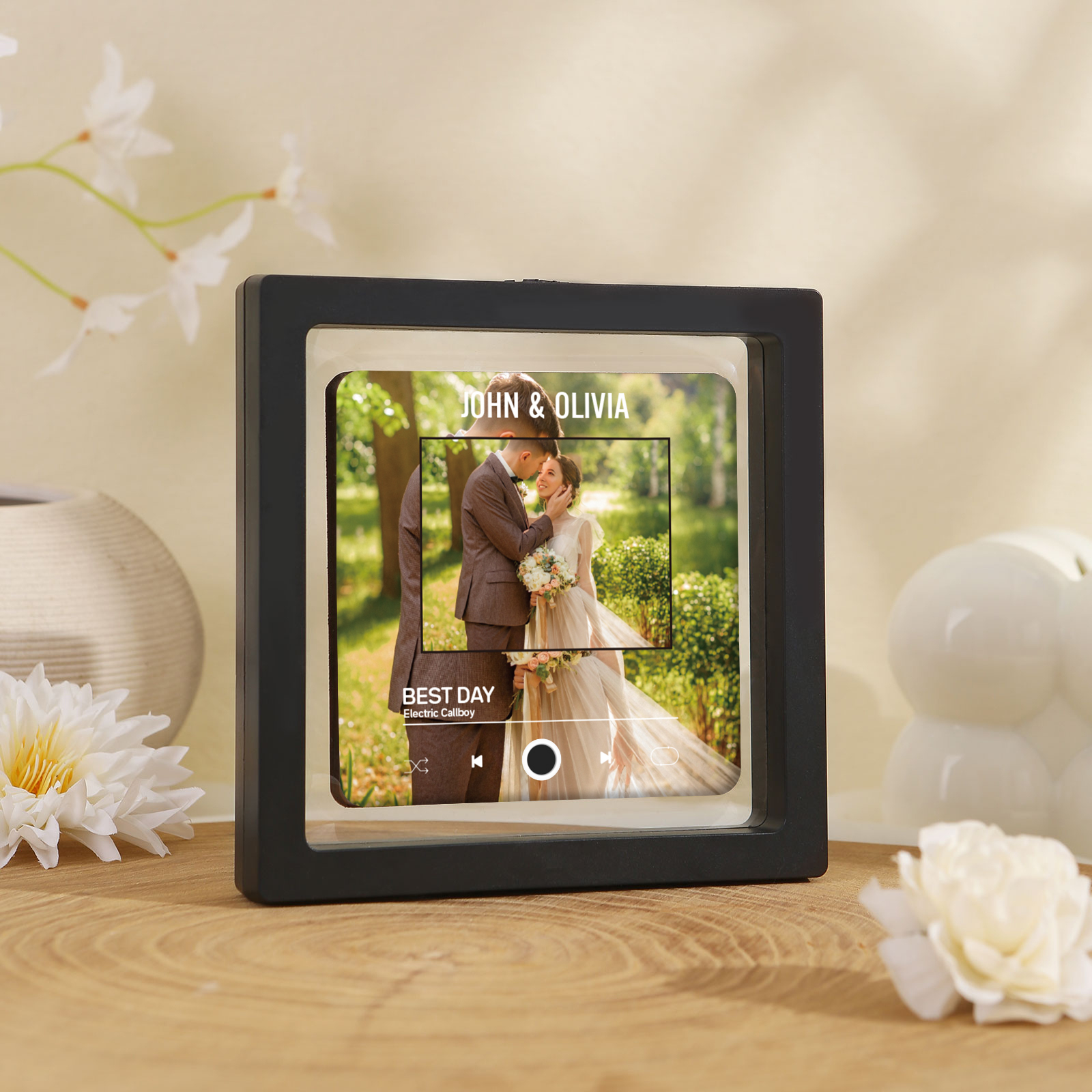 Personalisiertes Foto & Lied & 2 Namen Acryl-Musik-Kühlschrankmagnet für Paar