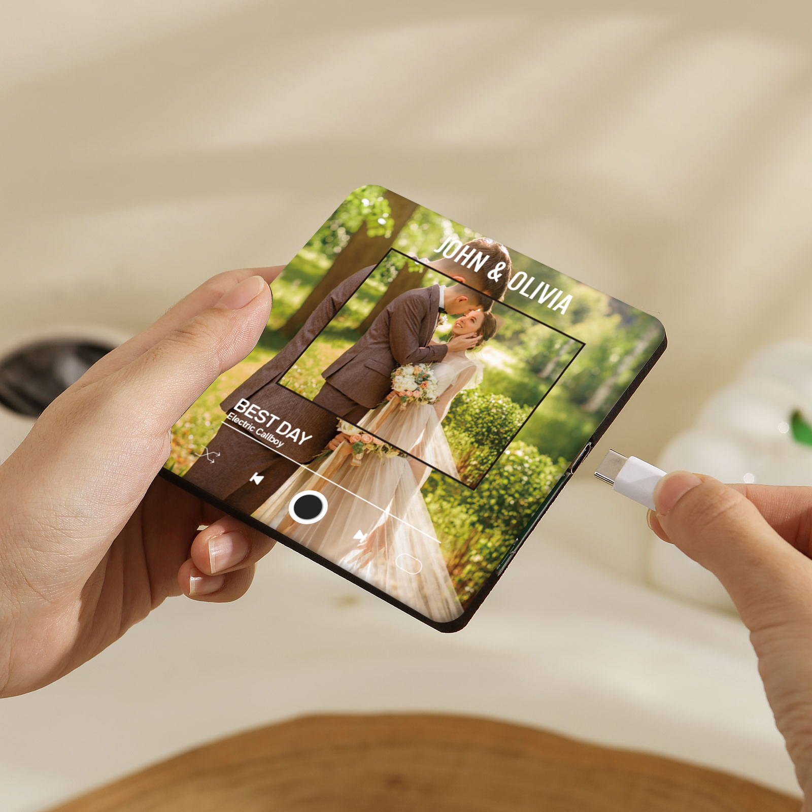 Personalisiertes Foto & Lied & 2 Namen Acryl-Musik-Kühlschrankmagnet für Paar