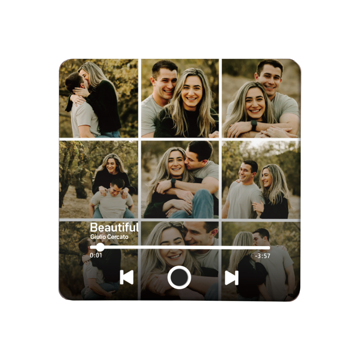 Personalisierte 9 Fotos & Lied Acryl-Musik-Kühlschrankmagnet – Geschenk für Paar