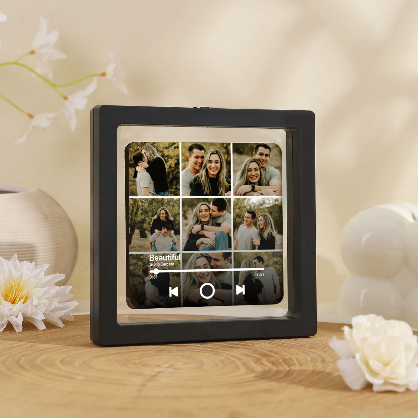 Personalisierte 9 Fotos & Lied Acryl-Musik-Kühlschrankmagnet – Geschenk für Paar