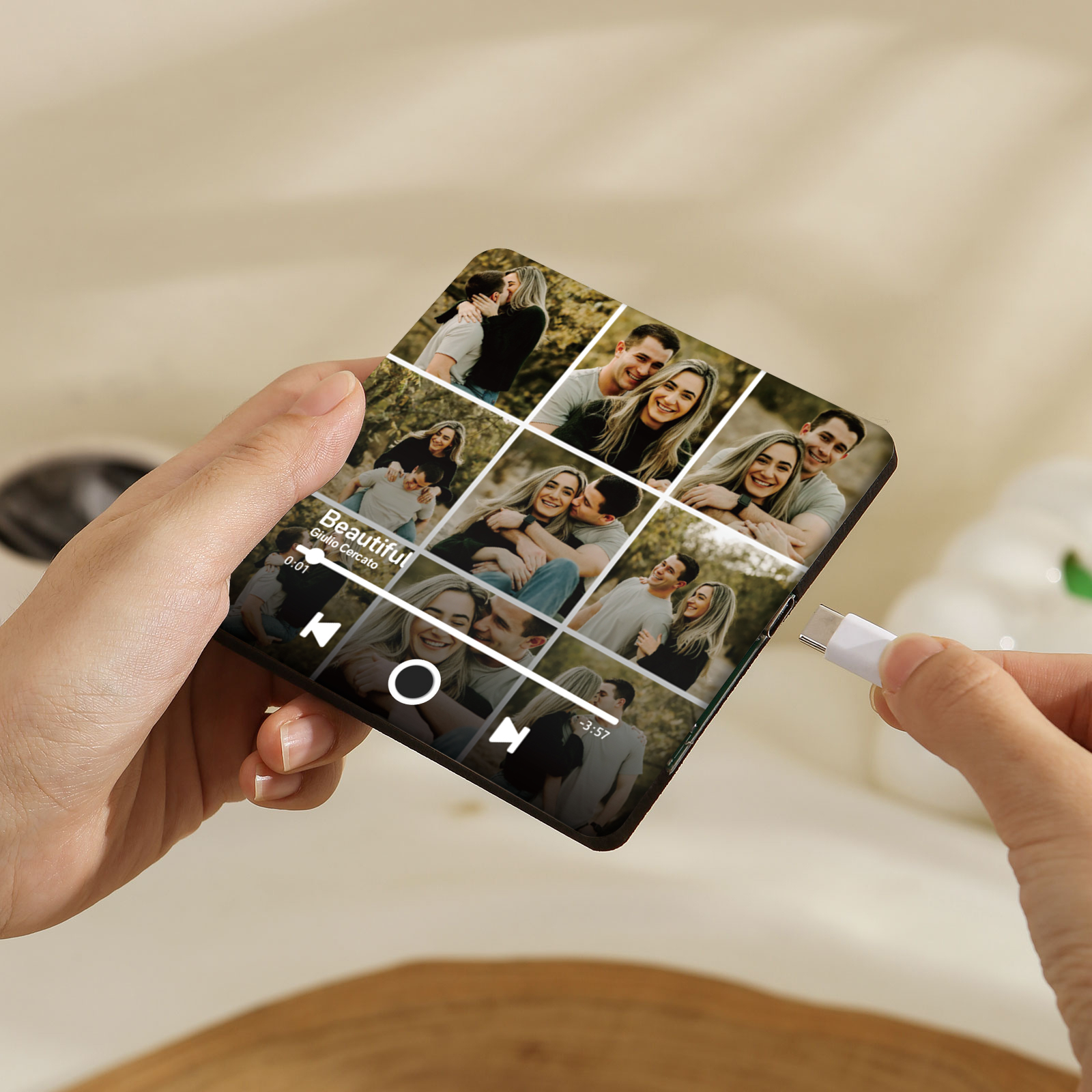 Personalisierte 9 Fotos & Lied Acryl-Musik-Kühlschrankmagnet – Geschenk für Paar