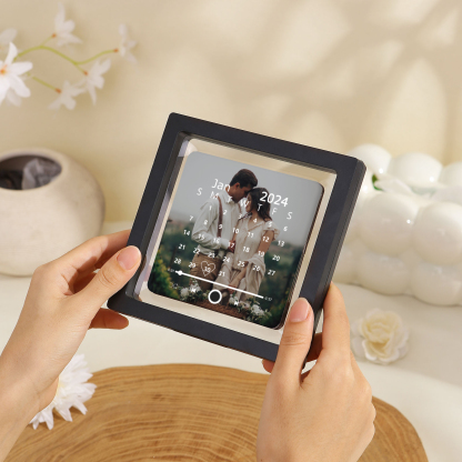 Personalisiertes Foto & Lied & Kalender Acryl-Musik-Kühlschrankmagnet - Geschenk für Paar