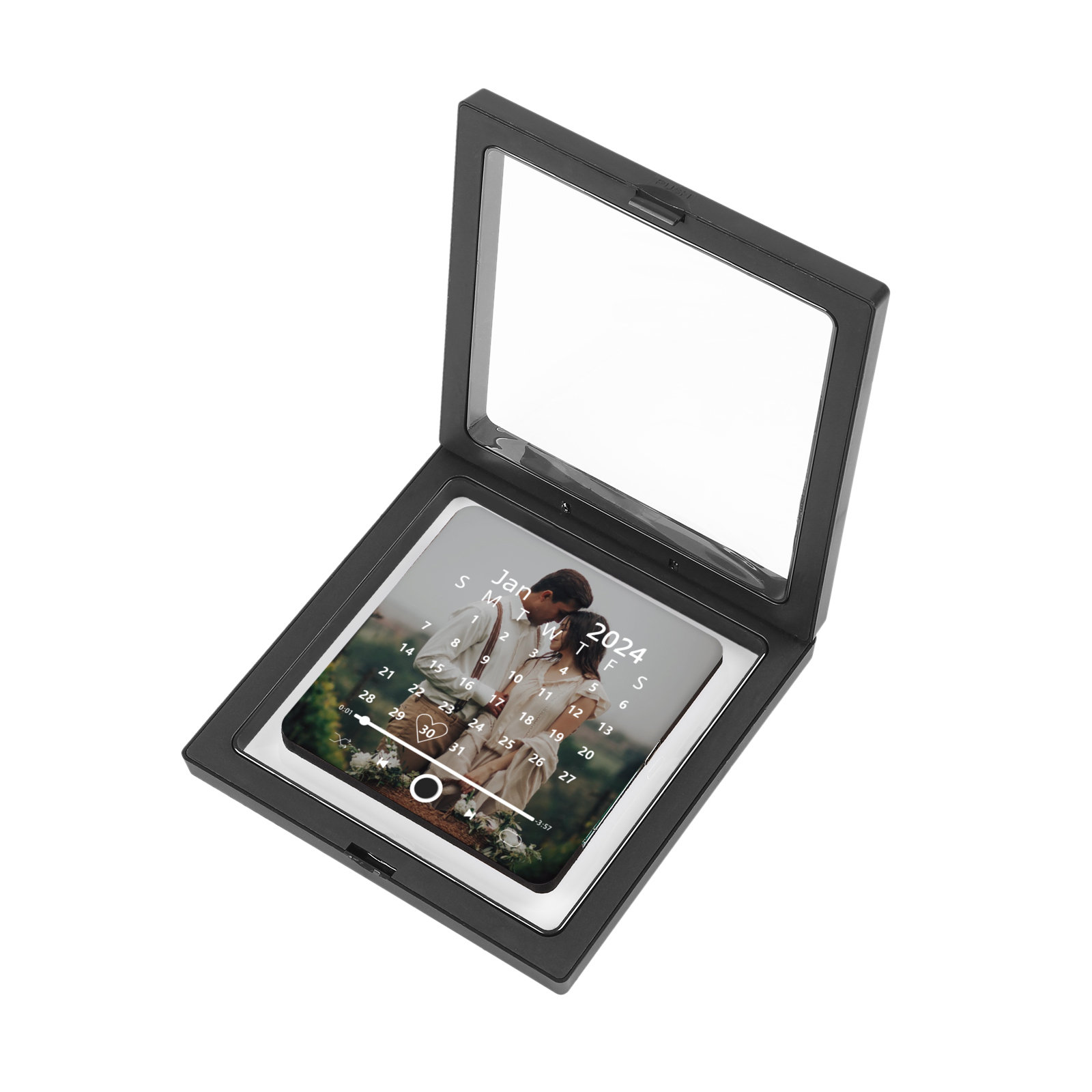 Personalisiertes Foto & Lied & Kalender Acryl-Musik-Kühlschrankmagnet - Geschenk für Paar