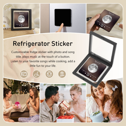 Personalisiertes Lied & Datum Matte Schwarz Acryl-Musik-Kühlschrankmagnet - Geschenk für Paar