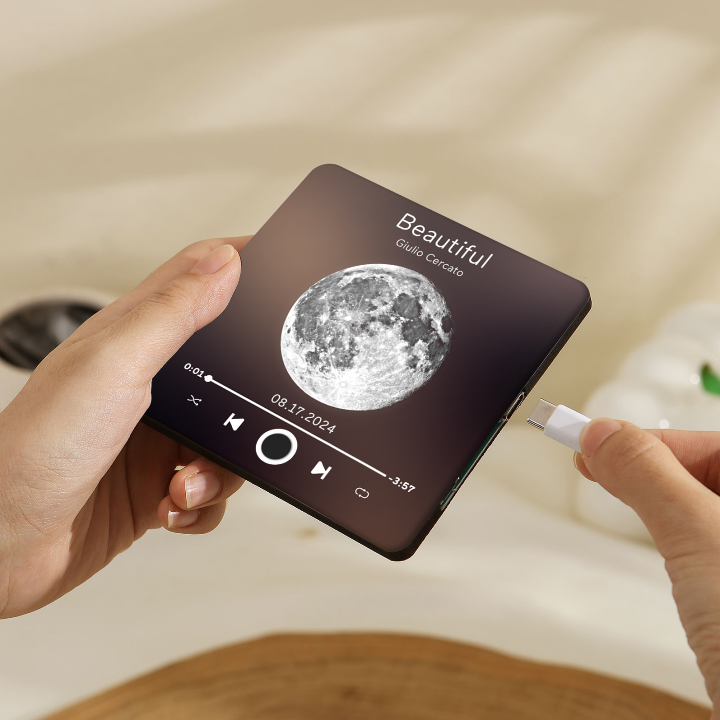 Personalisiertes Lied & Datum Matte Schwarz Acryl-Musik-Kühlschrankmagnet - Geschenk für Paar