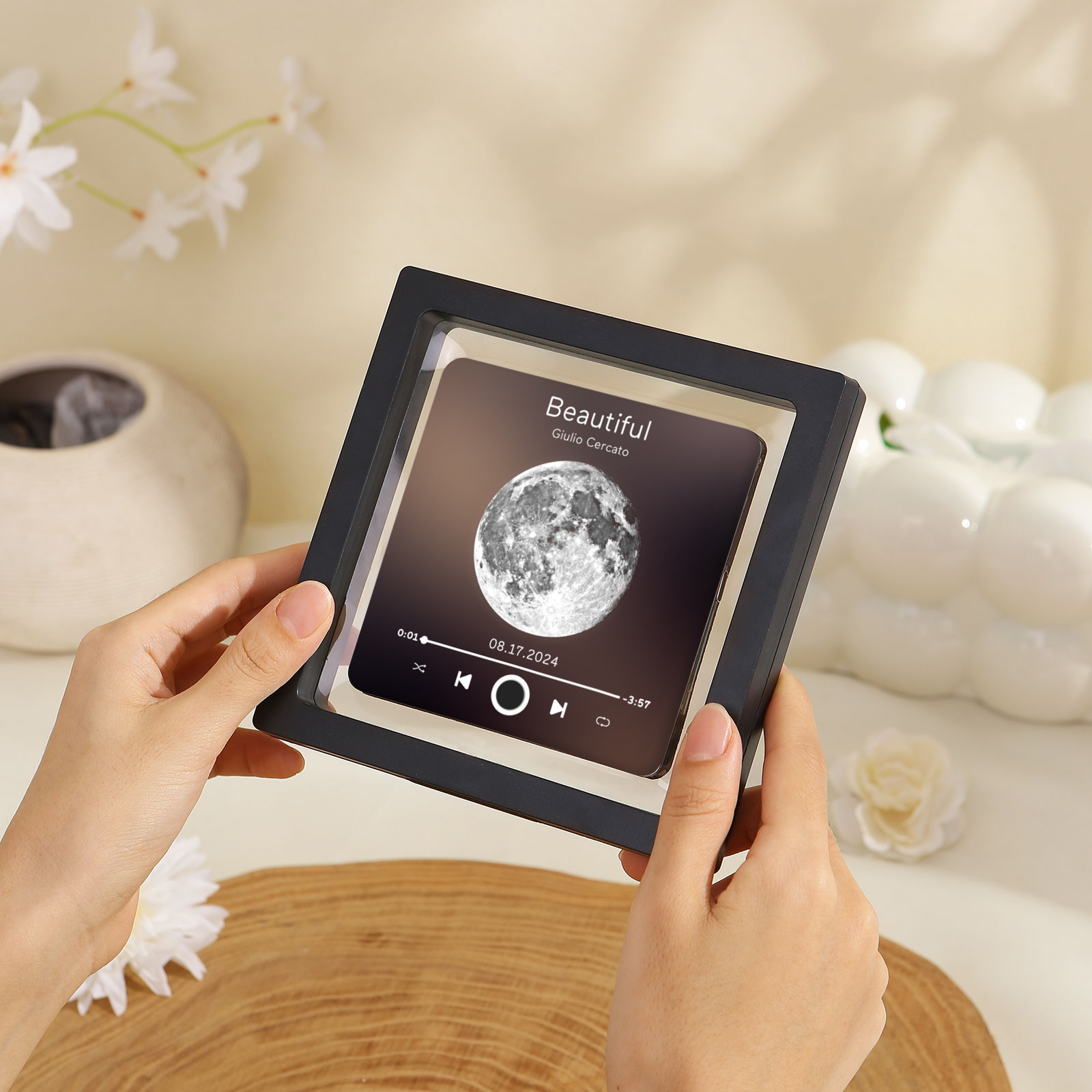 Personalisiertes Lied & Datum Matte Schwarz Acryl-Musik-Kühlschrankmagnet - Geschenk für Paar