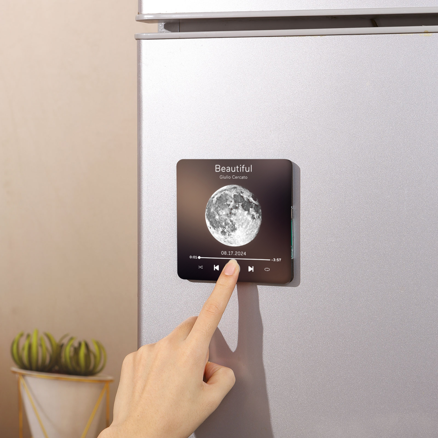 Personalisiertes Lied & Datum Matte Schwarz Acryl-Musik-Kühlschrankmagnet - Geschenk für Paar