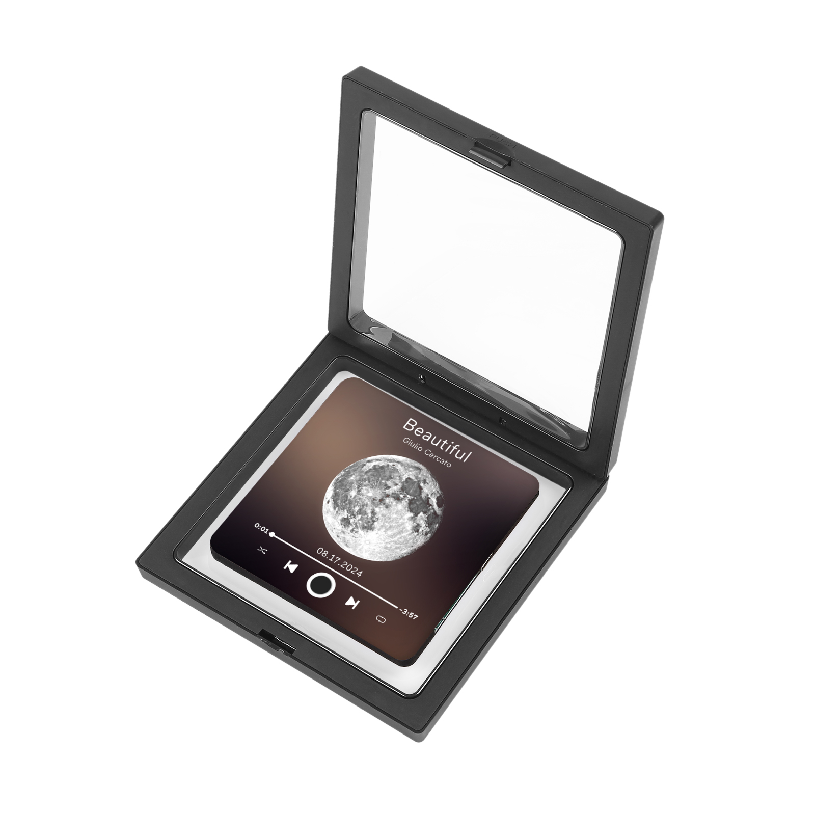 Personalisiertes Lied & Datum Matte Schwarz Acryl-Musik-Kühlschrankmagnet - Geschenk für Paar