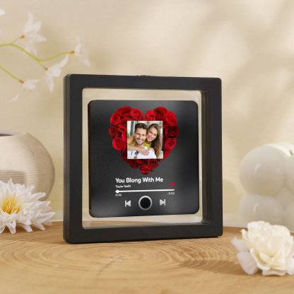 Personalisiertes Foto & Lied Bunt/ Schwarz Acryl-Kühlschrankmagnet mit Player-Display-Motiv für Paar