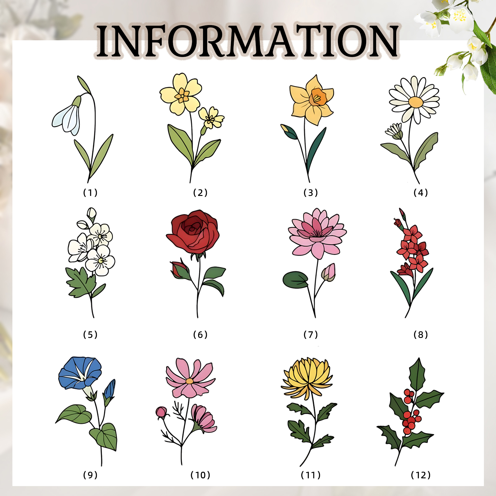 Personalisierte 2 Namen & 2 Geburtsblumen & Text Hand-in-Hand Keramik Mark-Tasse in 4 Farben – Einzigartiges Geschenk für Paar