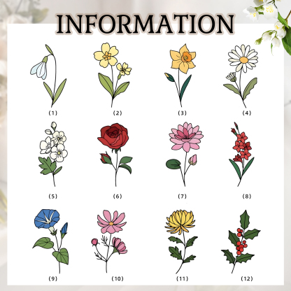 Personalisierte 2 Namen & 2 Geburtsblumen & Text Hand-in-Hand Keramik Mark-Tasse in 4 Farben – Einzigartiges Geschenk für Paar