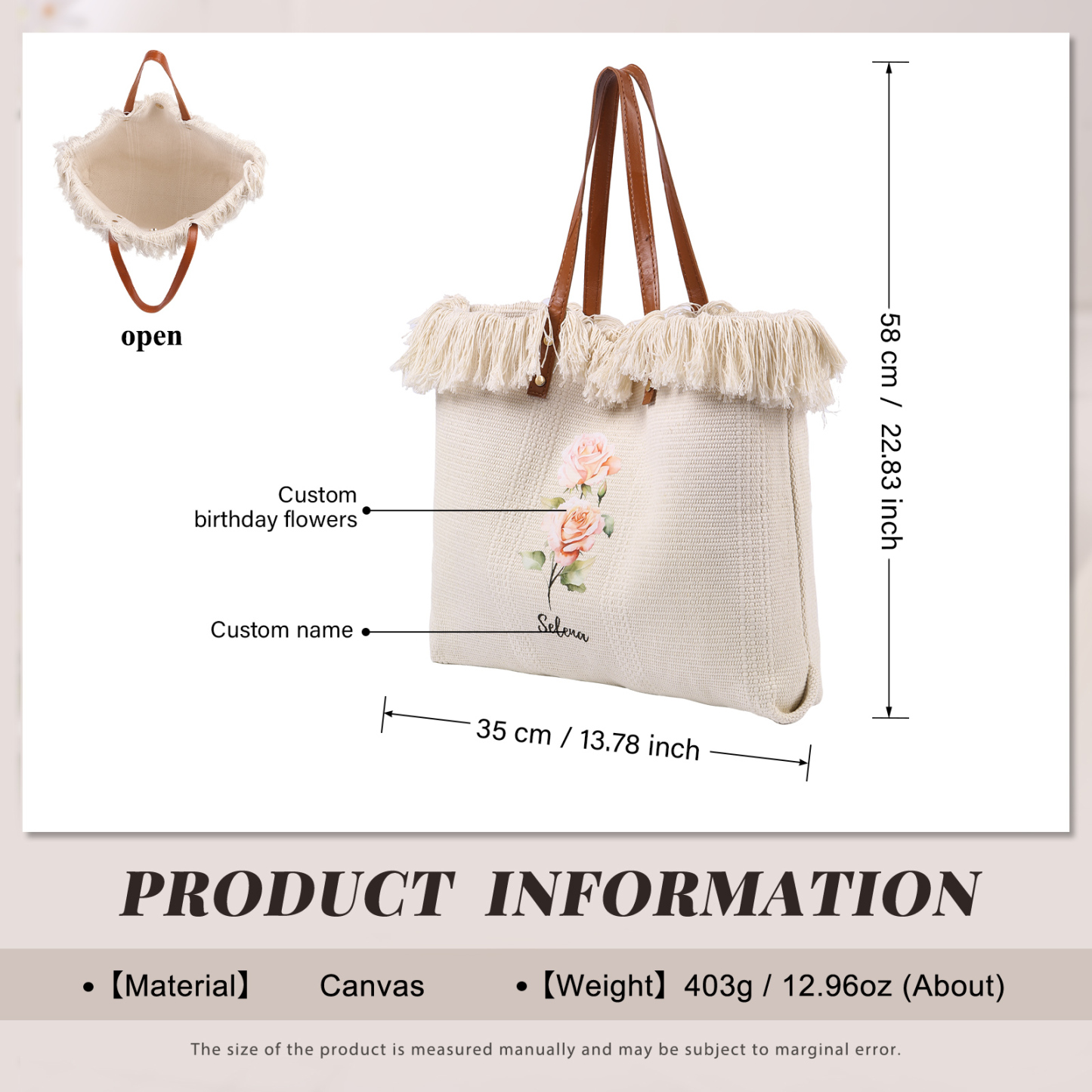 Personalisierbare mit 1 Geburtsblume & 1 Name Segeltuchtasche – Einzigartig für dich gestaltet