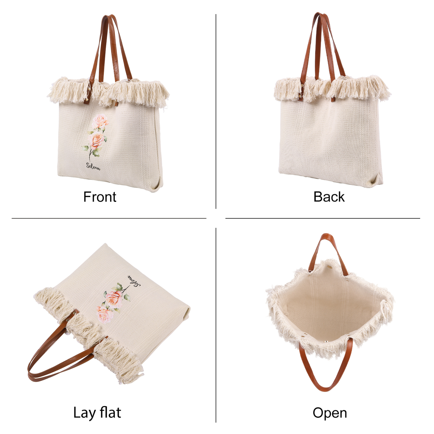 Personalisierbare mit 1 Geburtsblume & 1 Name Segeltuchtasche – Einzigartig für dich gestaltet