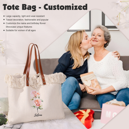 Personalisierbare mit 1 Geburtsblume & 1 Name Segeltuchtasche – Einzigartig für dich gestaltet