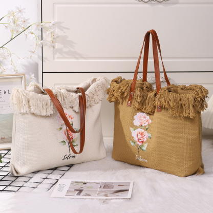 Personalisierbare mit 1 Geburtsblume & 1 Name Segeltuchtasche – Einzigartig für dich gestaltet