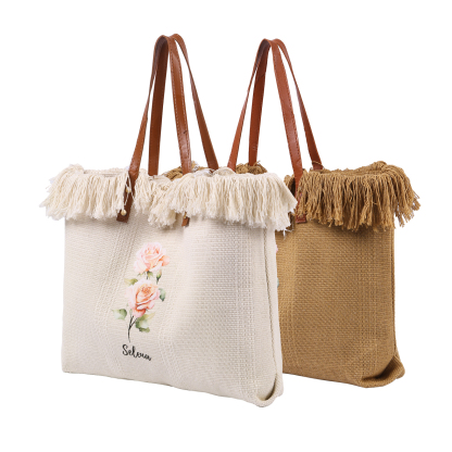 Personalisierbare mit 1 Geburtsblume & 1 Name Segeltuchtasche – Einzigartig für dich gestaltet