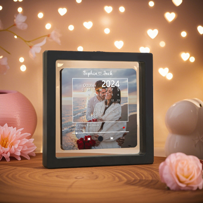 Personalisiertes Foto & 2 Namen & Kalender & Lied Acryl-Kühlschrankmagnet-Geschenk für Paar