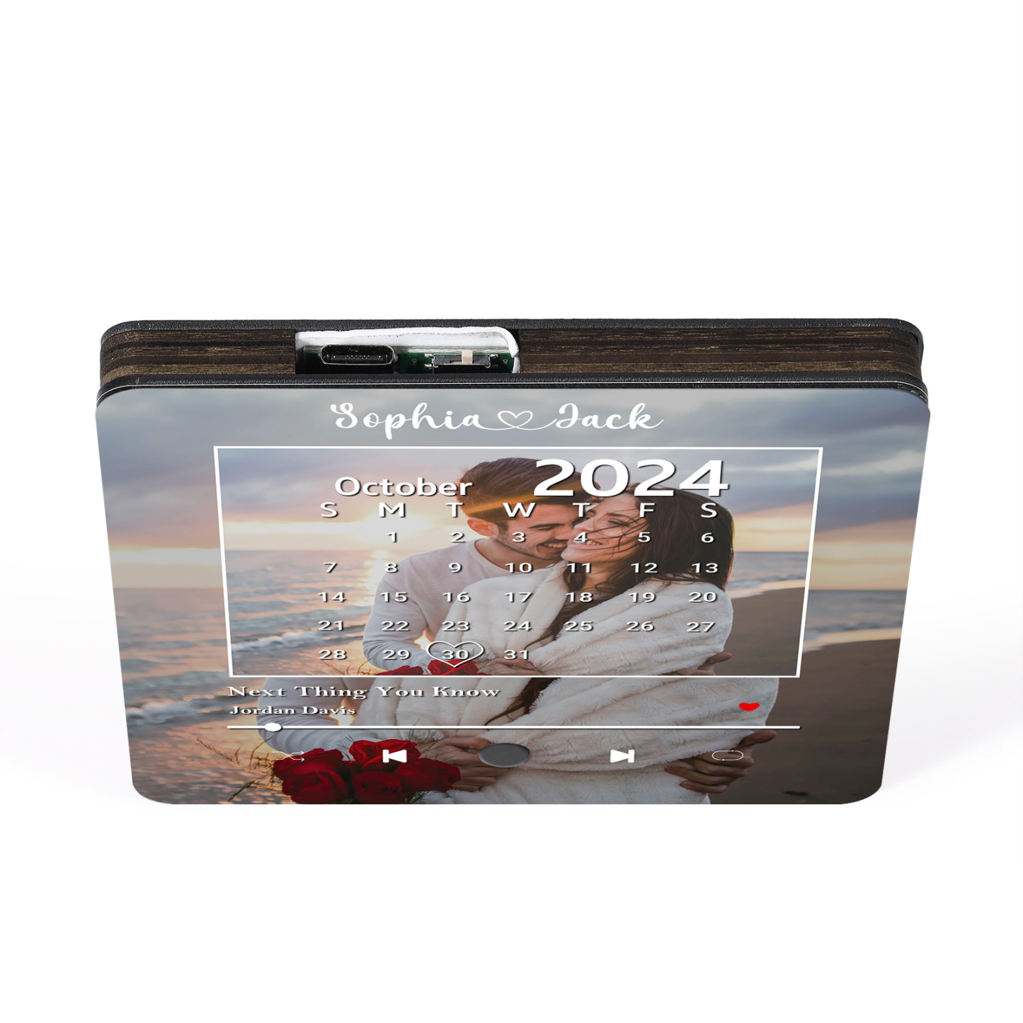 Personalisiertes Foto & 2 Namen & Kalender & Lied Acryl-Kühlschrankmagnet-Geschenk für Paar