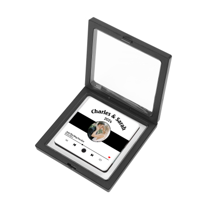 Personalisiertes 2 Foto & 2 Namen & Jahr & Lied Weiß Acryl-Kühlschrankmagnet für Paar