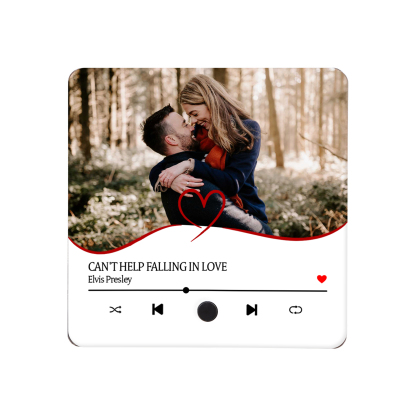 Personalisiertes 1 Foto & Lied Schwarz Herz Acryl-Kühlschrankmagnet für Paar