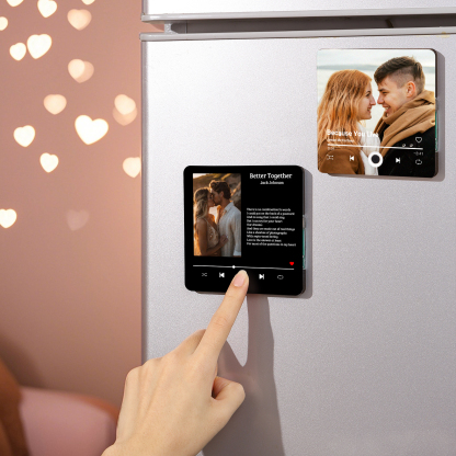 Personalisiertes Foto & Lied & Liedtext Hand-in-Hand Acryl-Kühlschrankmagnet Musikrahmen Geschenk für Paar