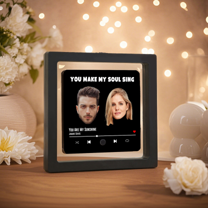 Personalisierte 2 Fotos & Lied & Text Musikrahmen Acryl-Kühlschrankmagnet Geschenk für Paar