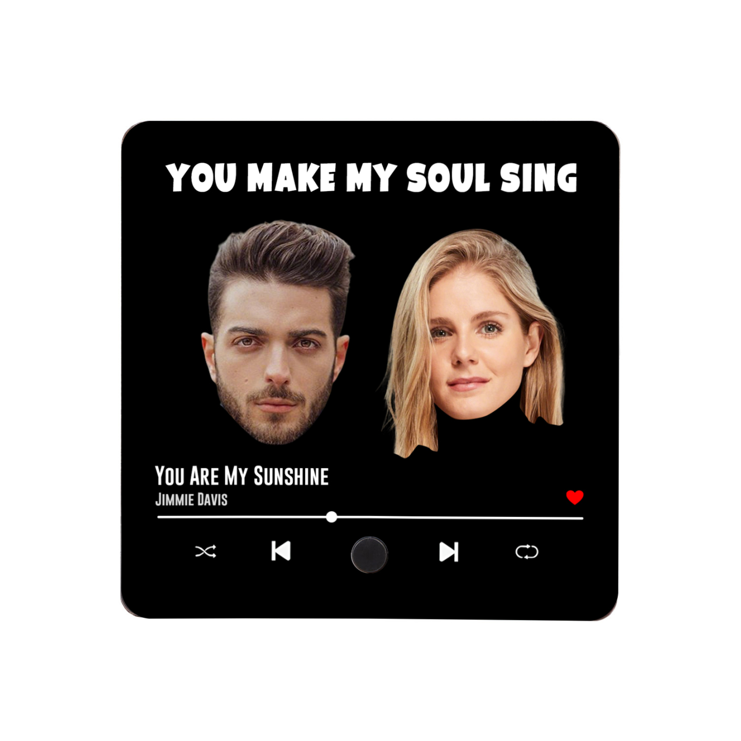 Personalisierte 2 Fotos & Lied & Text Musikrahmen Acryl-Kühlschrankmagnet Geschenk für Paar