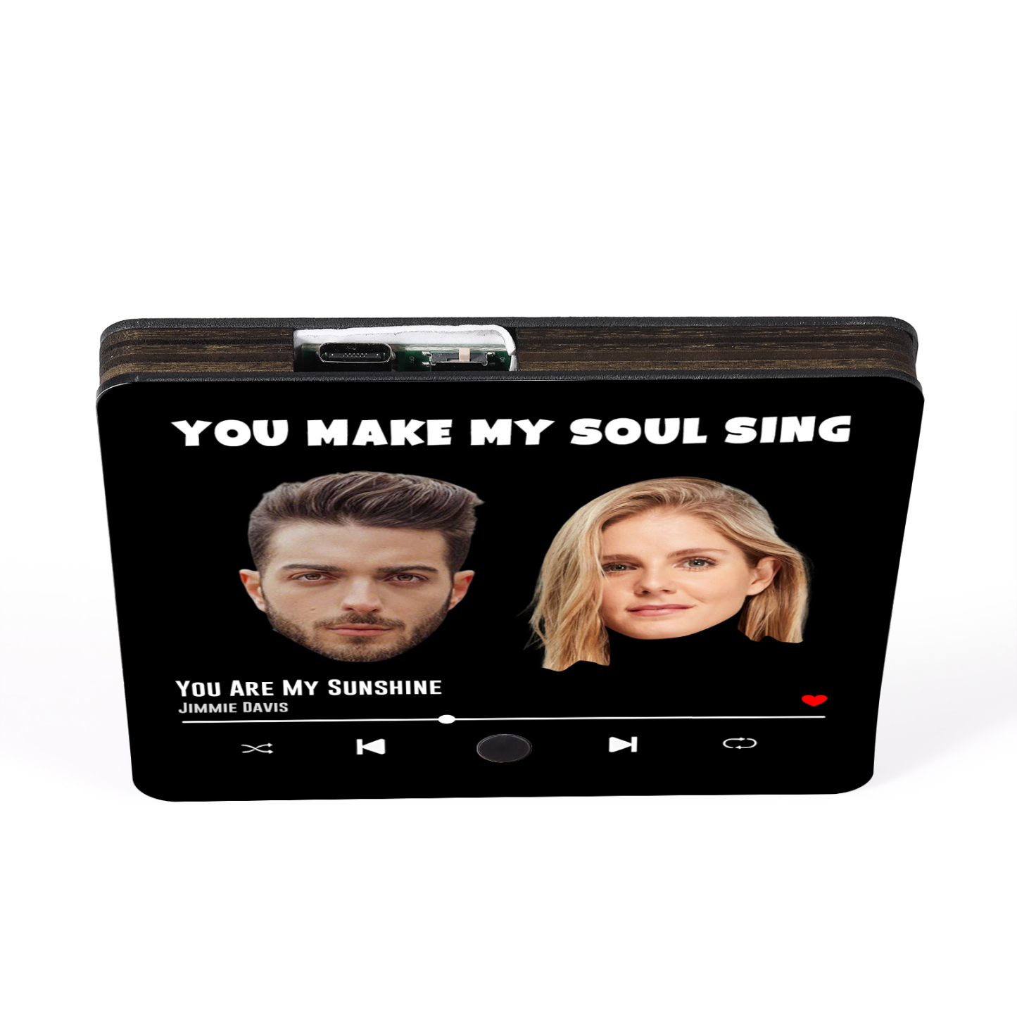 Personalisierte 2 Fotos & Lied & Text Musikrahmen Acryl-Kühlschrankmagnet Geschenk für Paar