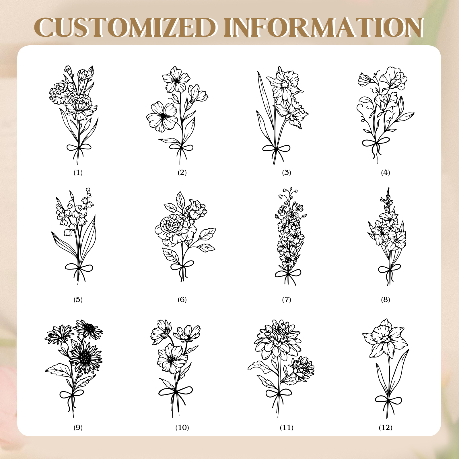 Personalisierte mit Geburtsblume & Namen Glas-Tasse – Die Geschichte von Namen und Blumen