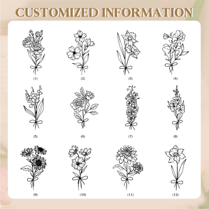 Personalisierte mit Geburtsblume & Namen Glas-Tasse – Die Geschichte von Namen und Blumen