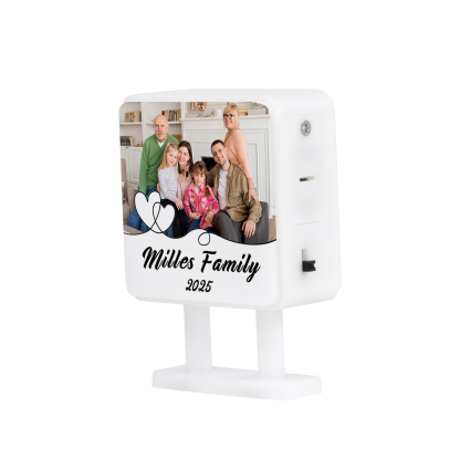 Personalisiertes Foto & Text & Jahr Quadrat-Kühlschrankmagnet mit Leuchtfunktion Geschenk für Familie