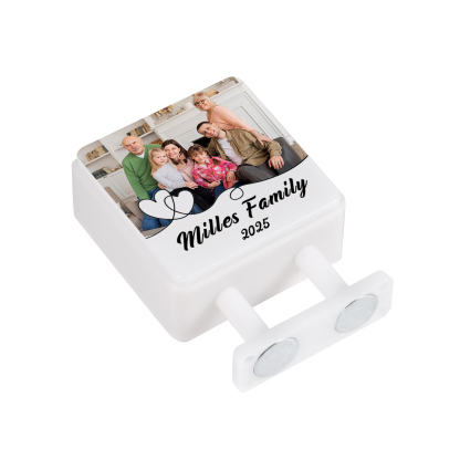 Personalisiertes Foto & Text & Jahr Quadrat-Kühlschrankmagnet mit Leuchtfunktion Geschenk für Familie