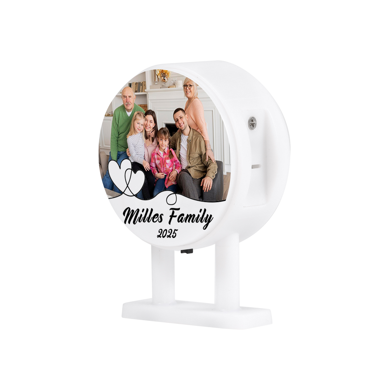 Personalisiertes Foto & Text & Jahr Runde-Kühlschrankmagnet mit Leuchtfunktion Geschenk für Familie