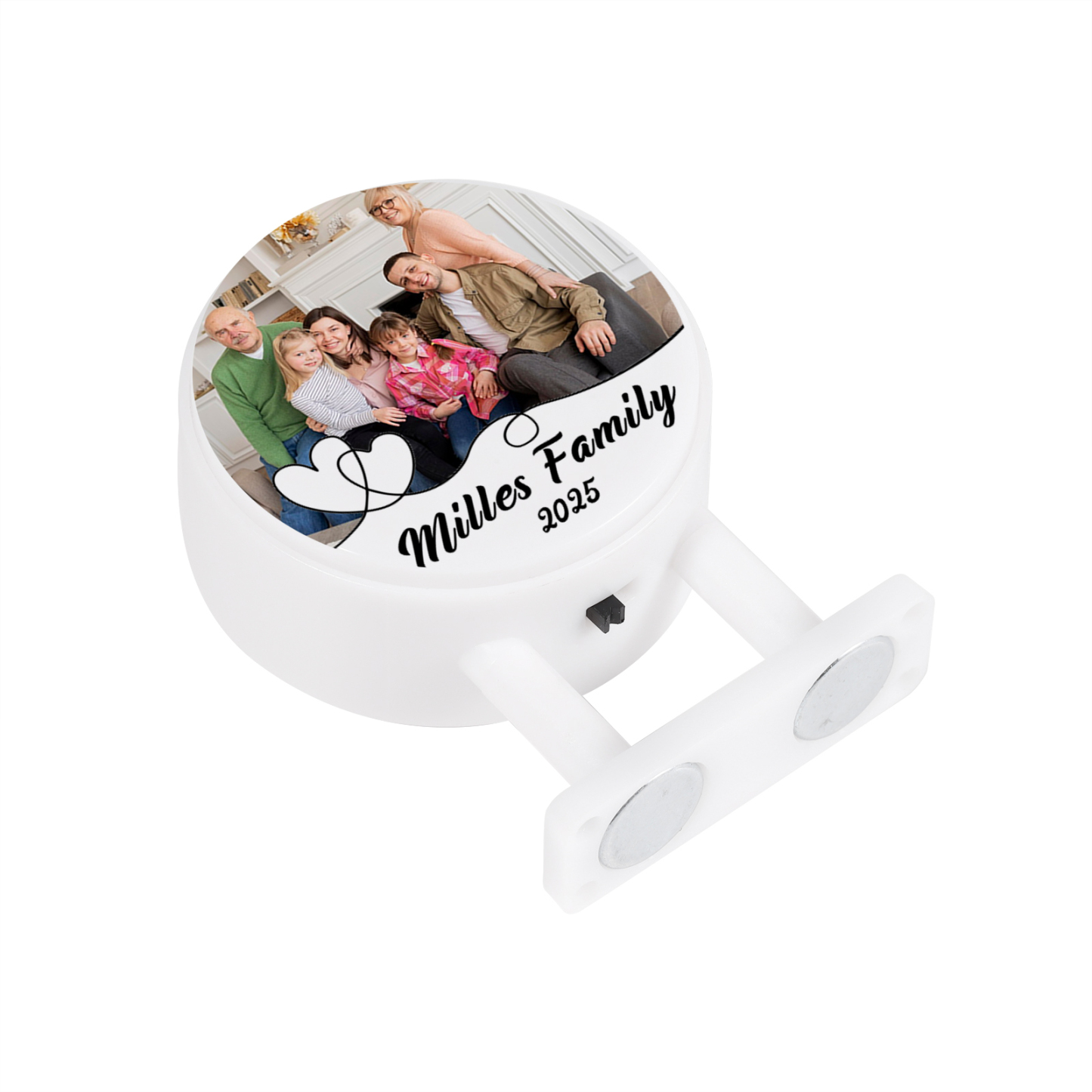 Personalisiertes Foto & Text & Jahr Runde-Kühlschrankmagnet mit Leuchtfunktion Geschenk für Familie