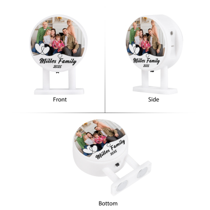 Personalisiertes Foto & Text & Jahr Runde-Kühlschrankmagnet mit Leuchtfunktion Geschenk für Familie