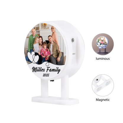 Personalisiertes Foto & Text & Jahr Runde-Kühlschrankmagnet mit Leuchtfunktion Geschenk für Familie