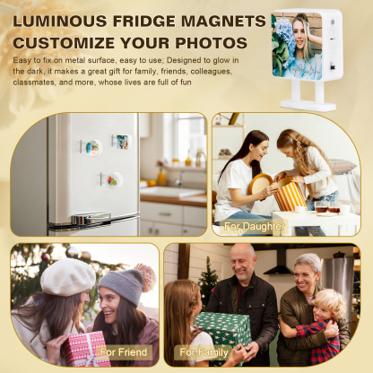 Personalisiertes Foto & Name Quadratische-Kühlschrankmagnet mit Leuchtfunktion Geschenk für Freund/Freundin