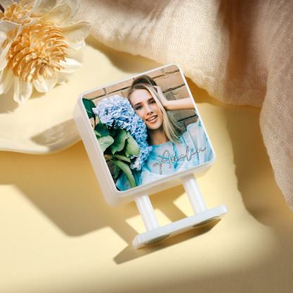 Personalisiertes Foto & Name Quadratische-Kühlschrankmagnet mit Leuchtfunktion Geschenk für Freund/Freundin