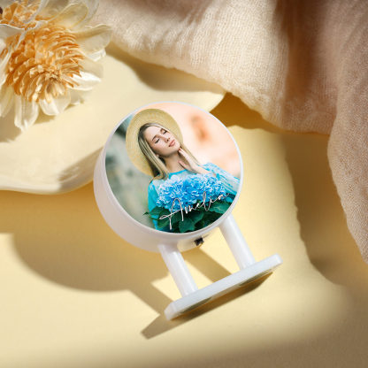 Personalisiertes Foto & Name Runde-Kühlschrankmagnet mit Leuchtfunktion Geschenk für Freund/Freundin