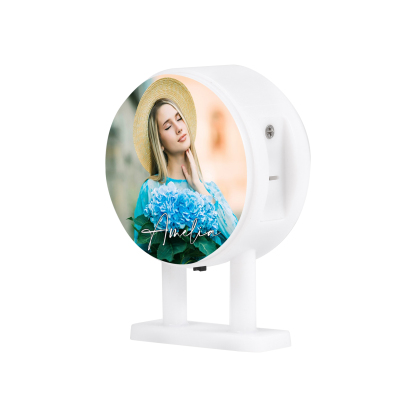 Personalisiertes Foto & Name Runde-Kühlschrankmagnet mit Leuchtfunktion Geschenk für Freund/Freundin