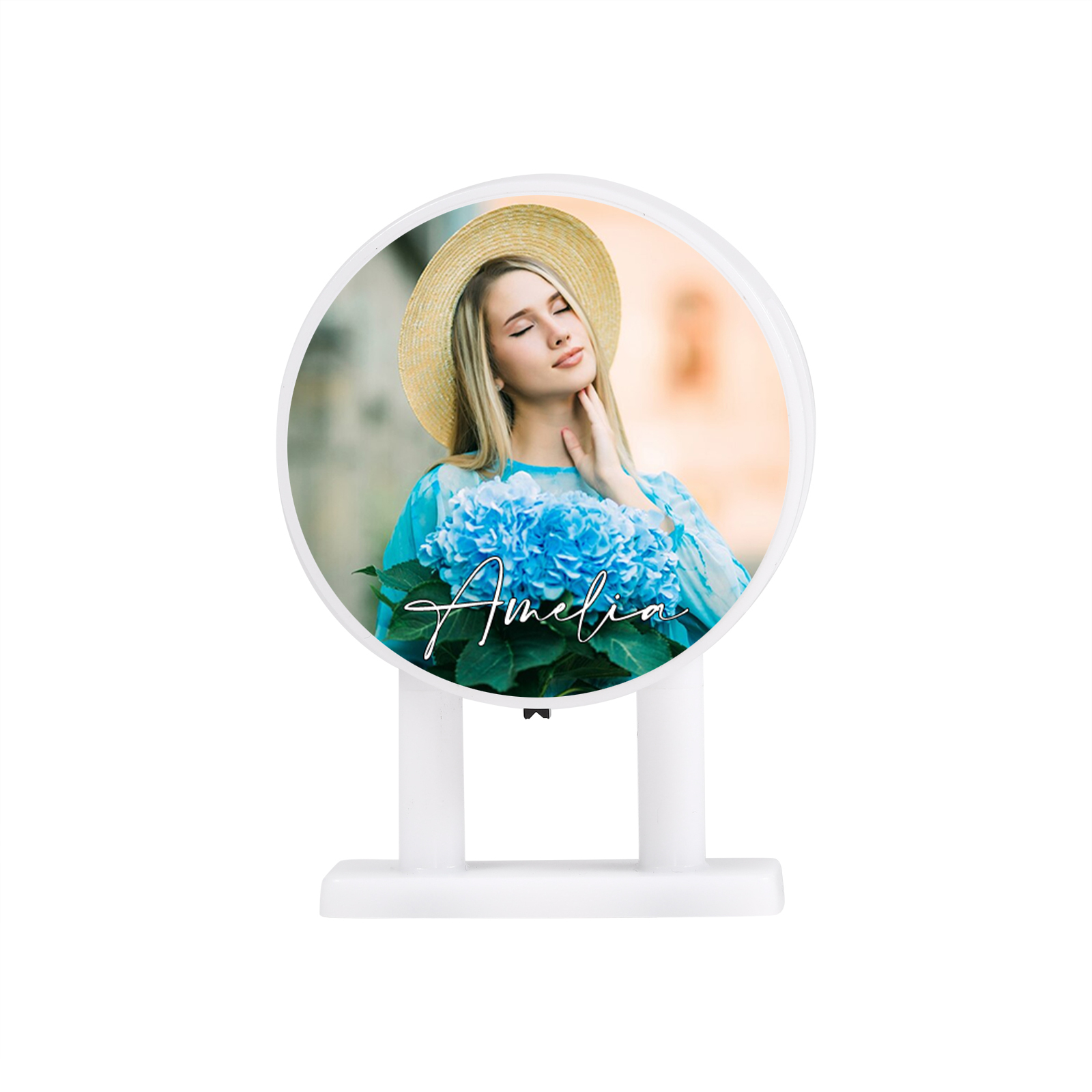 Personalisiertes Foto & Name Runde-Kühlschrankmagnet mit Leuchtfunktion Geschenk für Freund/Freundin