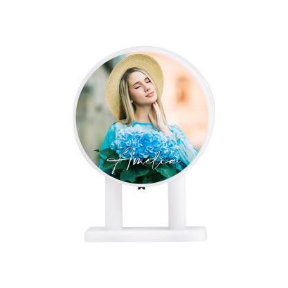 Personalisiertes Foto & Name Runde-Kühlschrankmagnet mit Leuchtfunktion Geschenk für Freund/Freundin