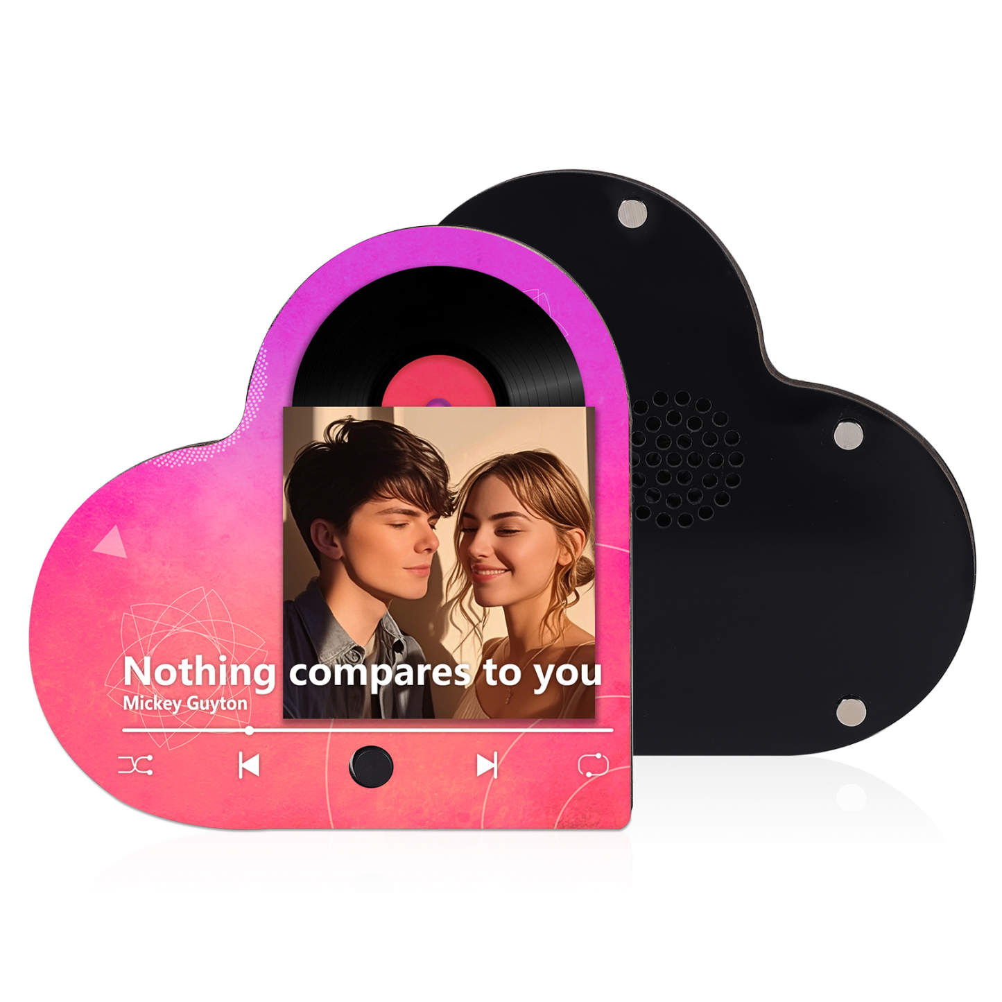 Personalisiertes 1 Foto & Lied Acryl Herz Musik-Kühlschrankmagnet in 4 Stile – Geschenk für Paar