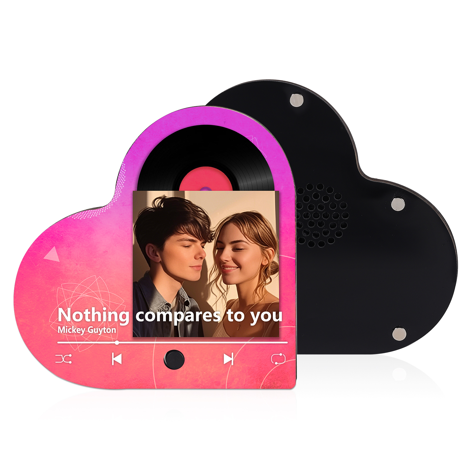 Personalisiertes 1 Foto & Lied Acryl Herz Musik-Kühlschrankmagnet in 4 Stile – Geschenk für Paar